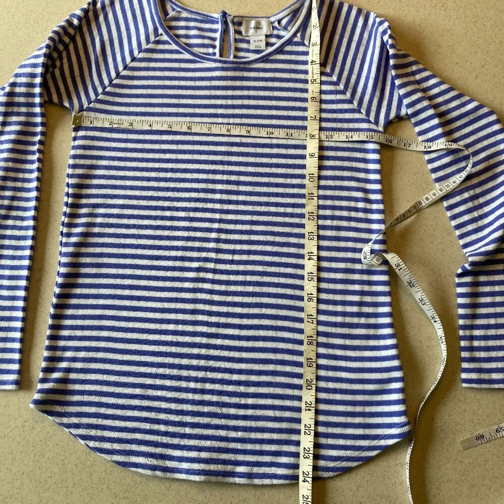 OLD NAVY Periwinkle (Purple Blue) White NWOT Striped Top Girls XL 14